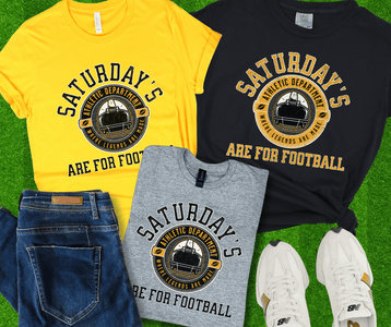 Black & Gold HELMET Saturday's Are For Football (Pick Your Tee Color) - Wholesale - The Red Rival