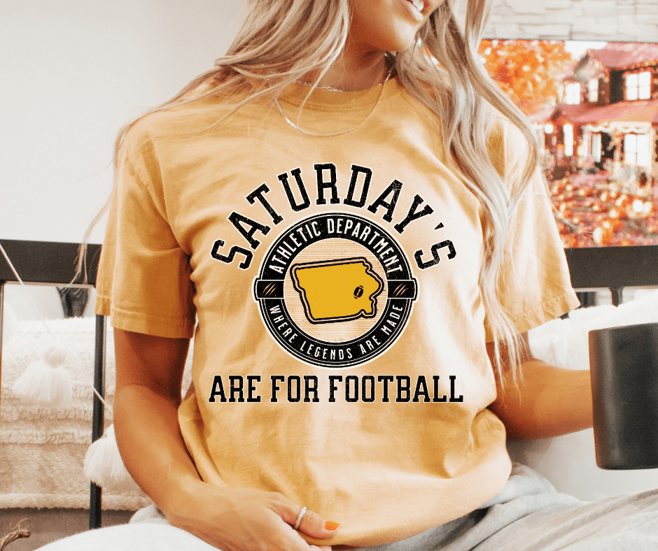 Black & Gold Saturday's Are For Football Yellow Tee - Tees & Sweatshirts - The Red Rival