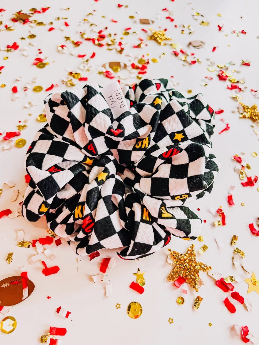 Black KC Checkered Oversized Scrunchy - Apparel & Accessories - The Red Rival