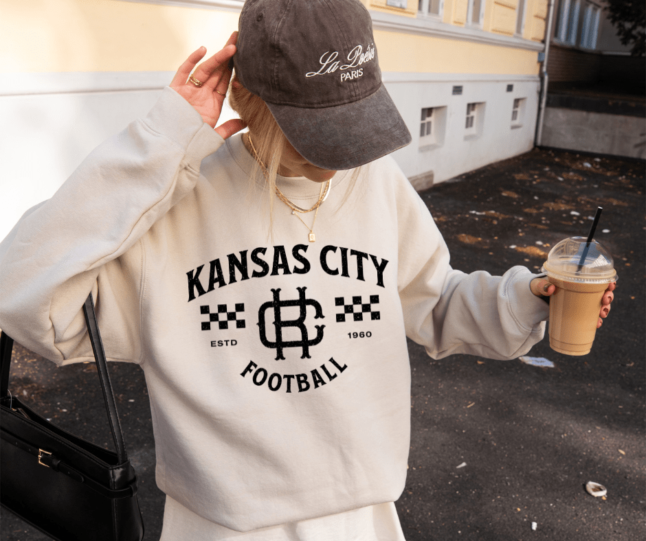 Black Vintage Kansas City Football Sweatshirt or Tee - Tees & Sweatshirts - The Red Rival