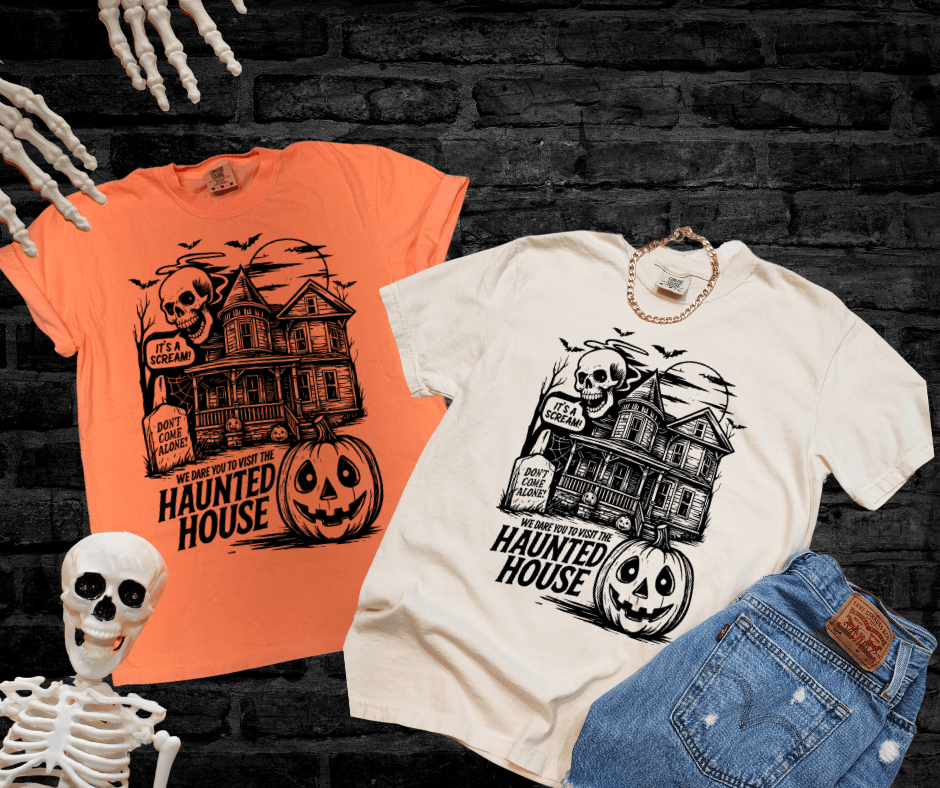 Black - We Dare You To Visit The Haunted House (Pick Your Tee Color) - Graphic Tee - The Red Rival
