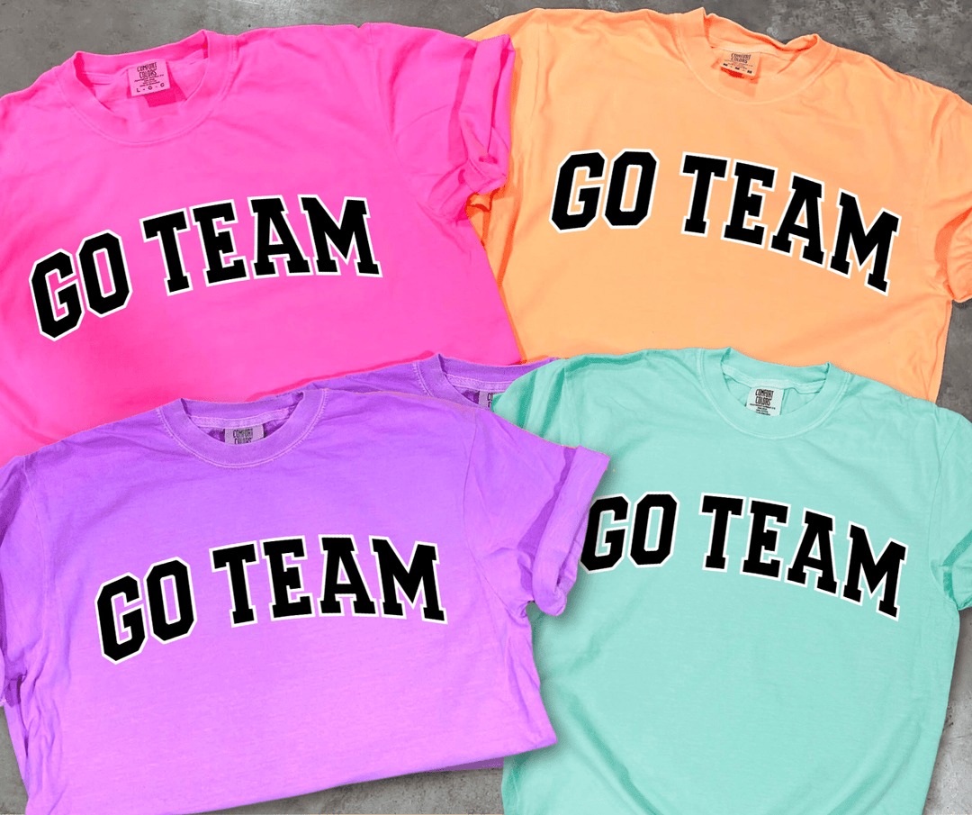 Black & White Go Team Varsity Letters (Pick your tee color) - Graphic Tee - The Red Rival