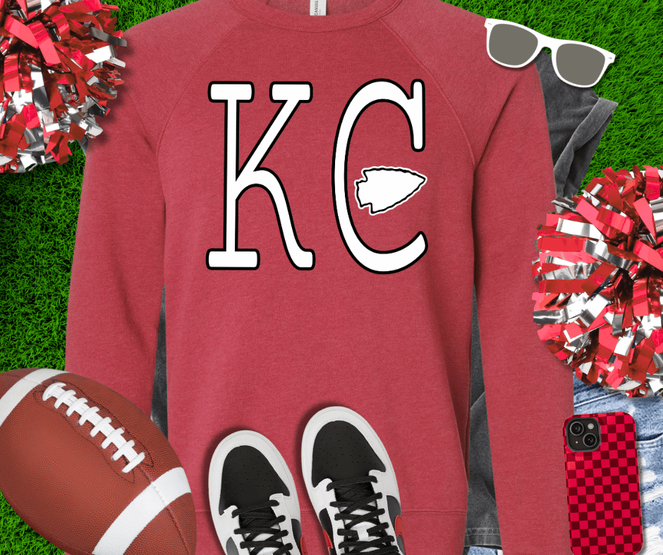 Black & White Simple KC arrowhead Crimson Tee or Sweatshirt - Wholesale - The Red Rival