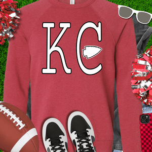 Black & White Simple KC arrowhead Crimson Tee or Sweatshirt - Wholesale - The Red Rival