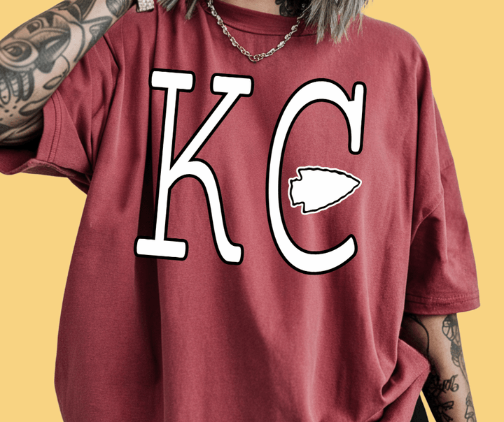 Black & White Simple KC arrowhead Crimson Tee or Sweatshirt - Wholesale - The Red Rival