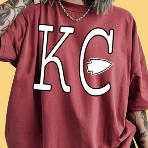 Black & White Simple KC arrowhead Crimson Tee or Sweatshirt - Wholesale - The Red Rival