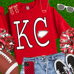 Black & White Simple KC arrowhead Red Tee or Sweatshirt - Wholesale - The Red Rival