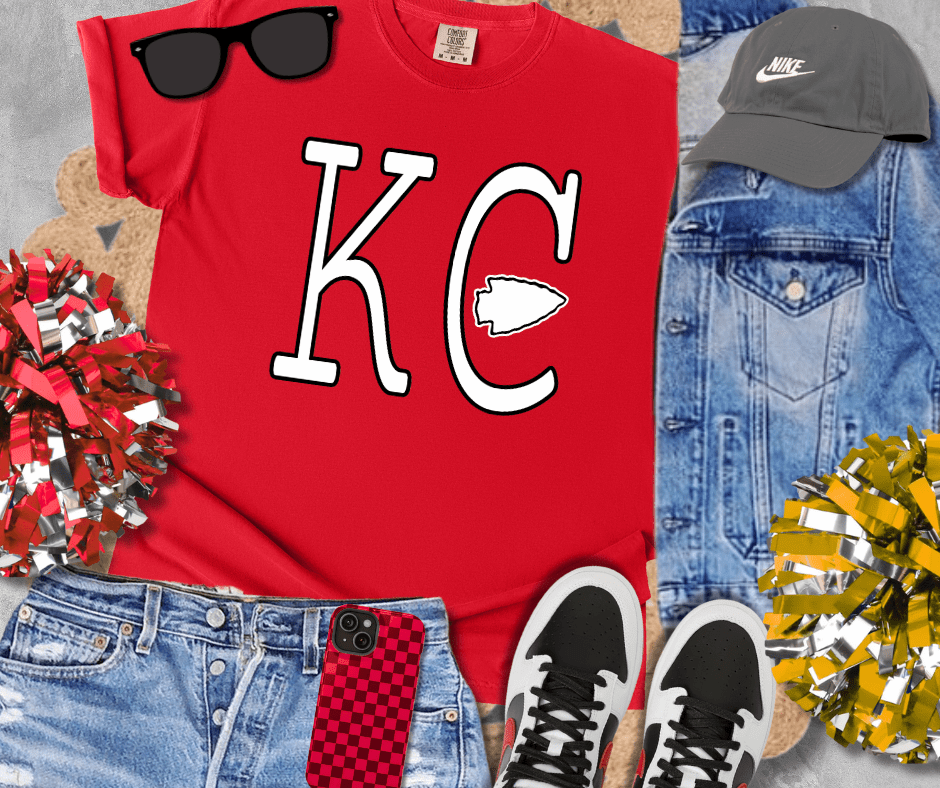 Black & White Simple KC arrowhead Red Tee or Sweatshirt - Wholesale - The Red Rival