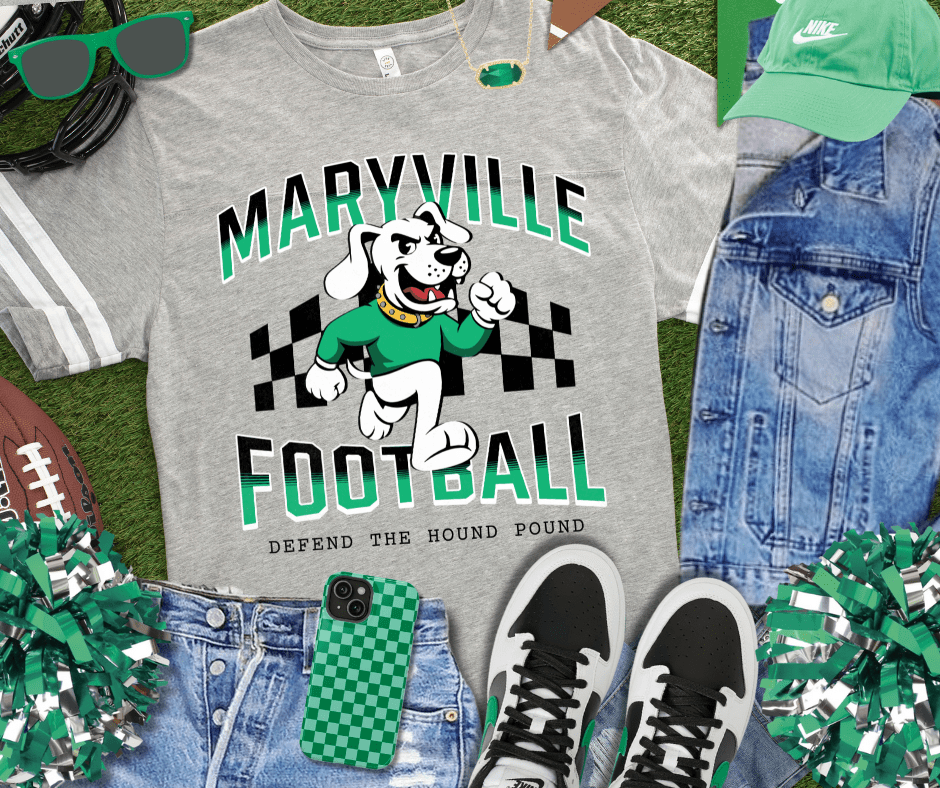 Black/Green Checkered Maryville Football Grey Jersey Tee - Wholesale - The Red Rival