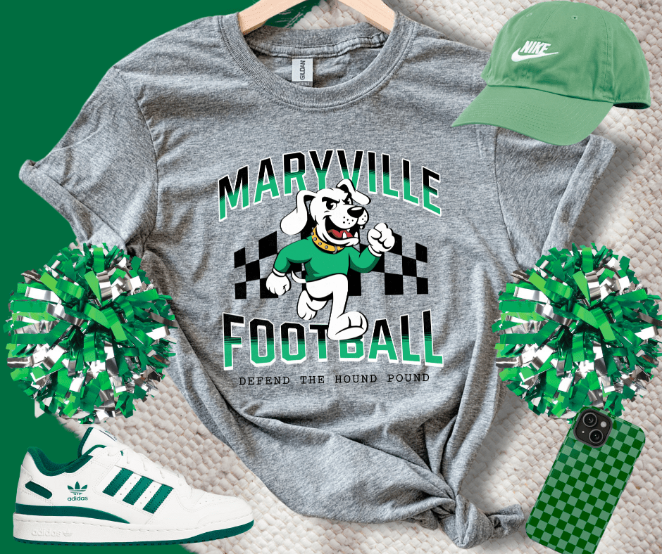 Black/Green Checkered Maryville Football Sweatshirt OR Tee - Wholesale - The Red Rival