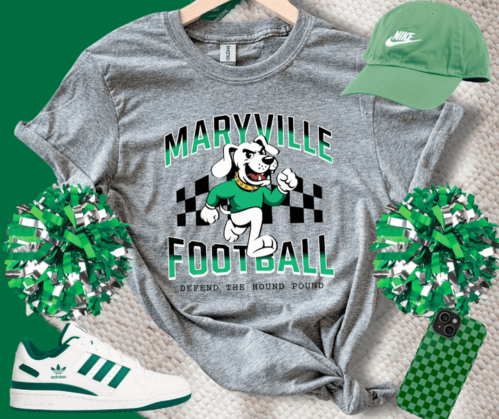 Black/Green Checkered Maryville Football Sweatshirt OR Tee - Wholesale - The Red Rival
