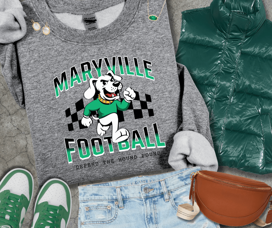 Black/Green Checkered Maryville Football Sweatshirt OR Tee - Wholesale - The Red Rival