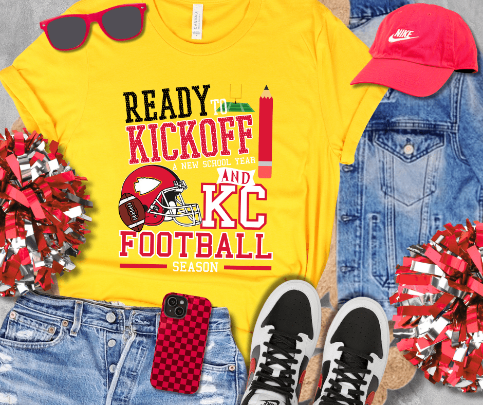 Black/Red Ready to Kickoff School & KC Football - Tees - The Red Rival