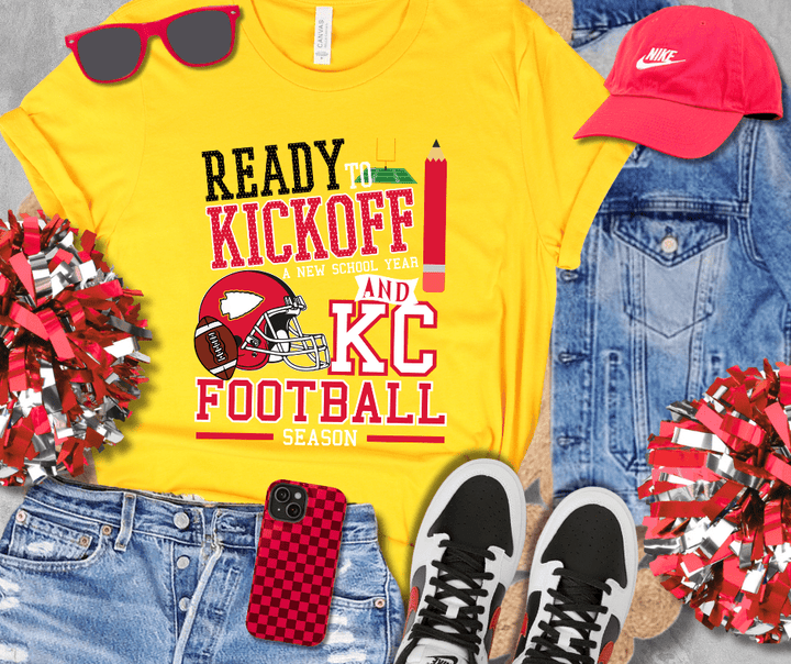Black/Red Ready to Kickoff School & KC Football - Tees - The Red Rival