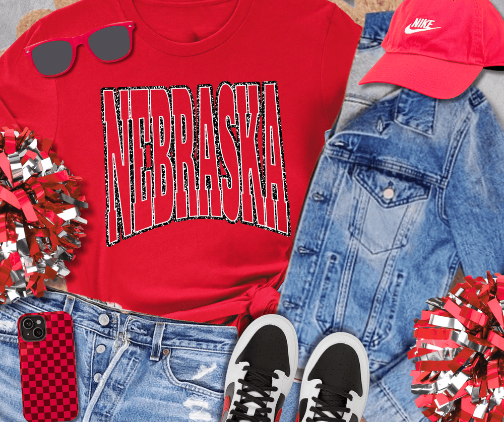 Black/White NE State Text Red Tee - Tees - The Red Rival