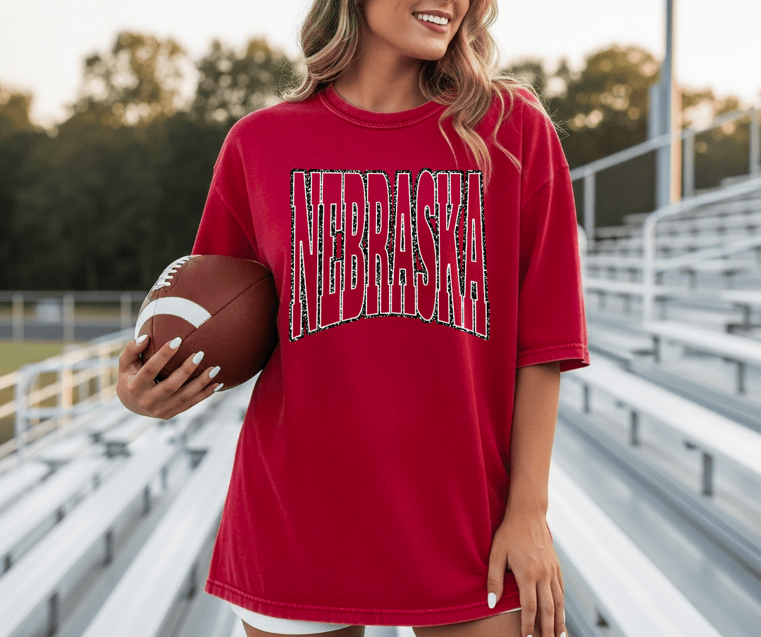 Black/White NE State Text Red Tee - Tees - The Red Rival