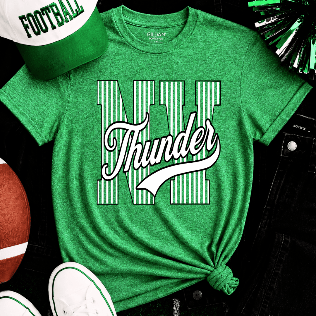 Black/White Striped NV THUNDER Heather Green Tee - Tees - The Red Rival