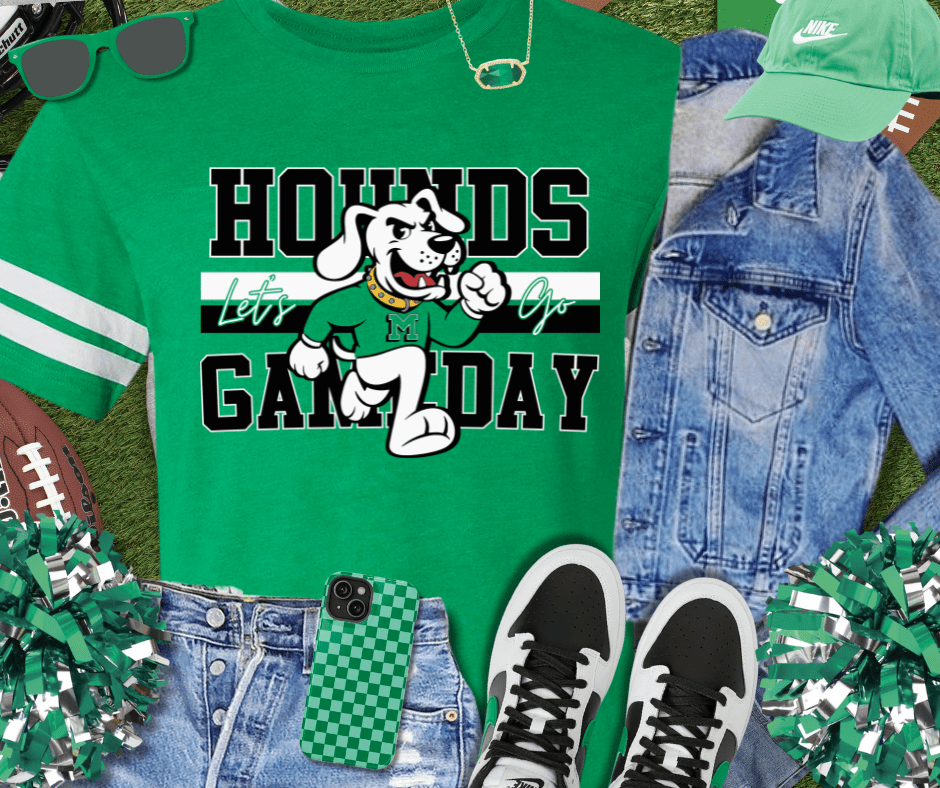 Black/White Vintage Hounds Gameday Jersey Tee - Graphic Tee - The Red Rival