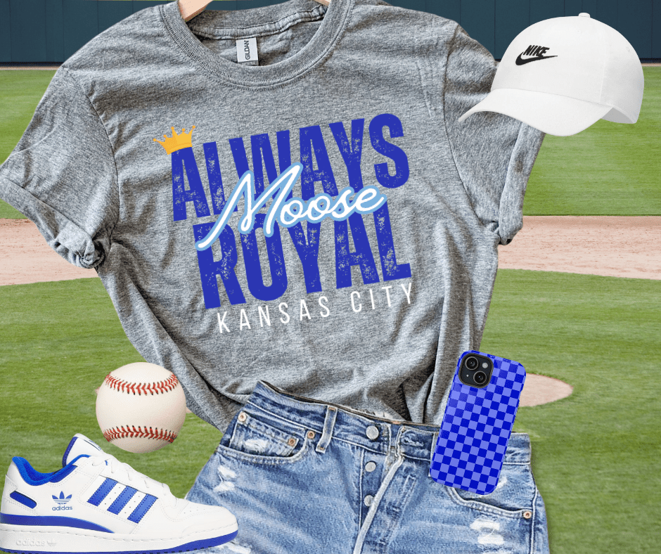 Blue Always Royal Moose - Grey Tee - Tees - The Red Rival