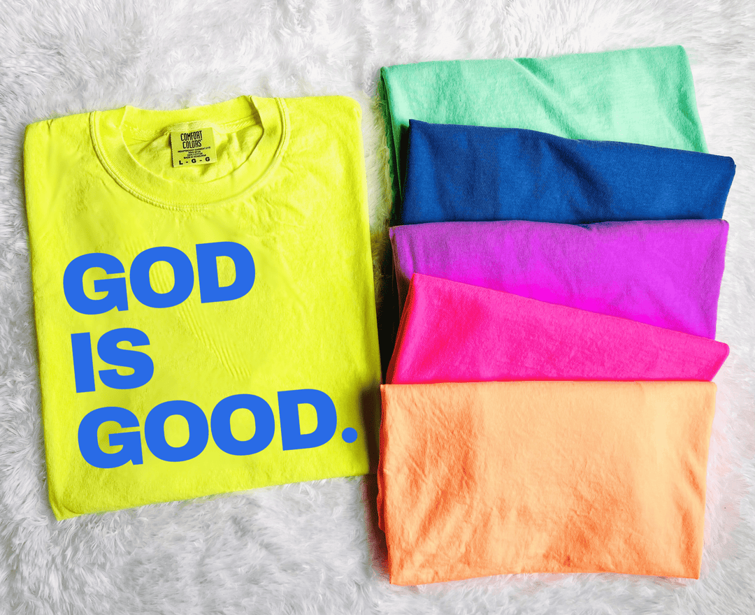 Blue God Is Good on Bright Yellow Tee - Graphic Tee - The Red Rival
