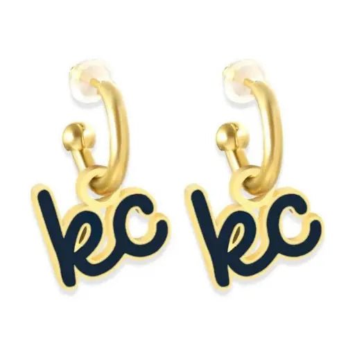 Blue KC Script Charm Hoop Earrings - Apparel & Accessories - The Red Rival