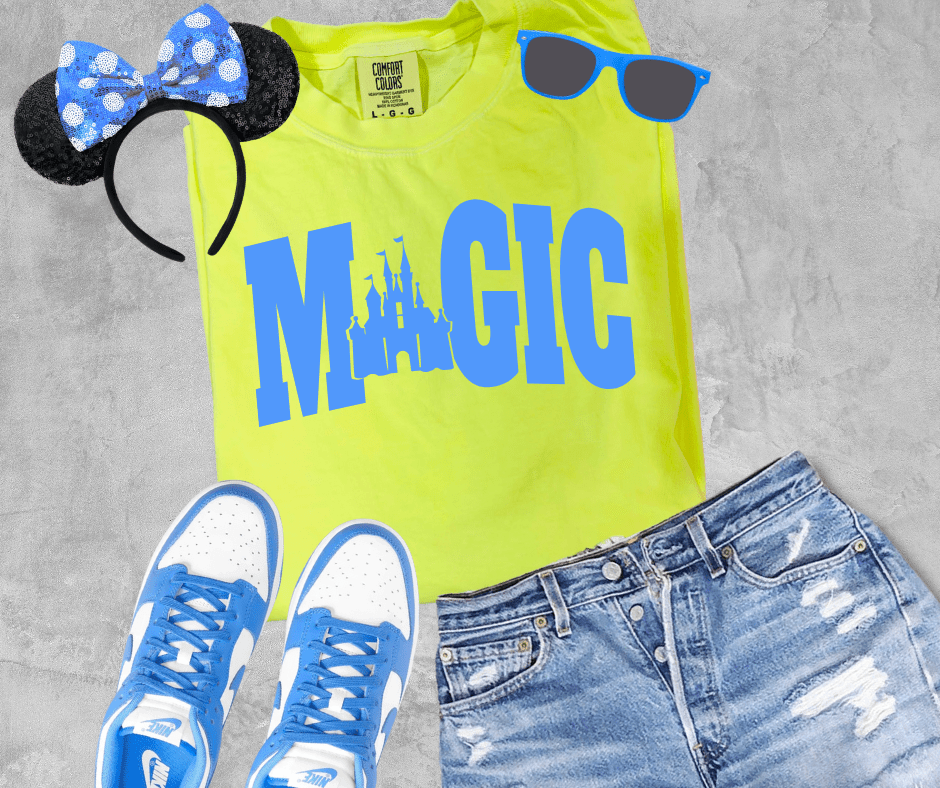 Blue Magic Disney Castle Yellow Tee - Graphic Tee - The Red Rival