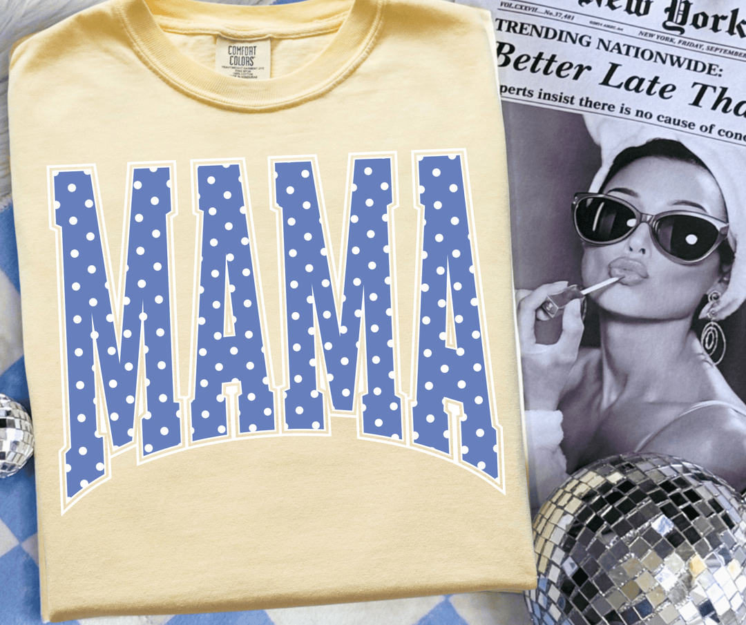Blue Mama Polka Dot Yellow Tee - Graphic Tee - The Red Rival