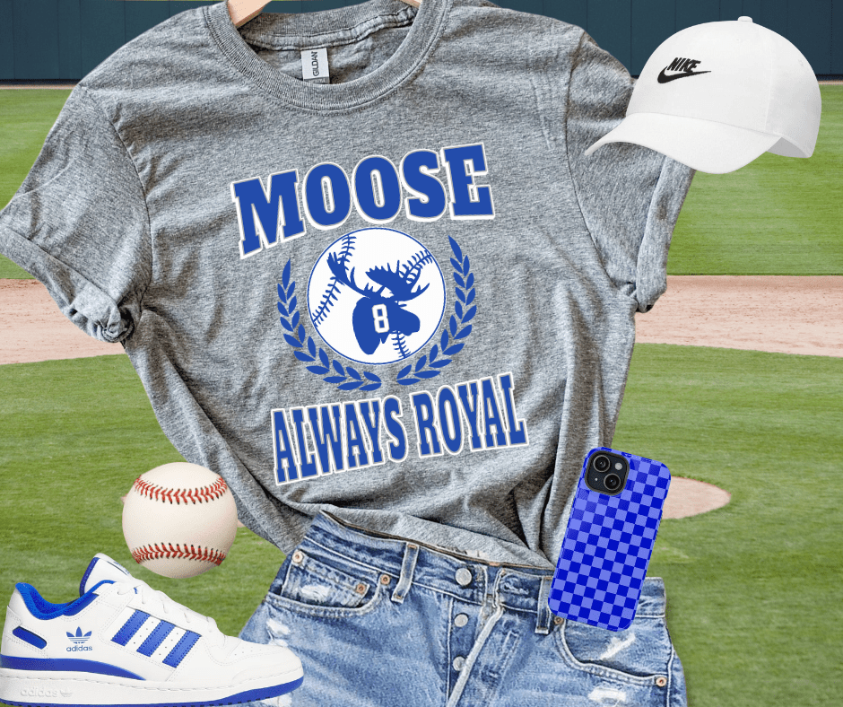 Blue MOOSE w/ Baseball Icon - Grey Tee - Tees - The Red Rival