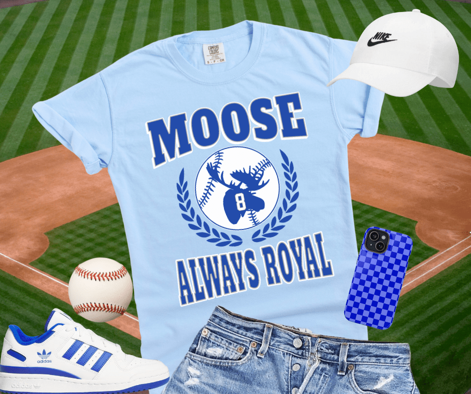 Blue MOOSE w/ Baseball Icon - Light Blue Tee - Tees - The Red Rival
