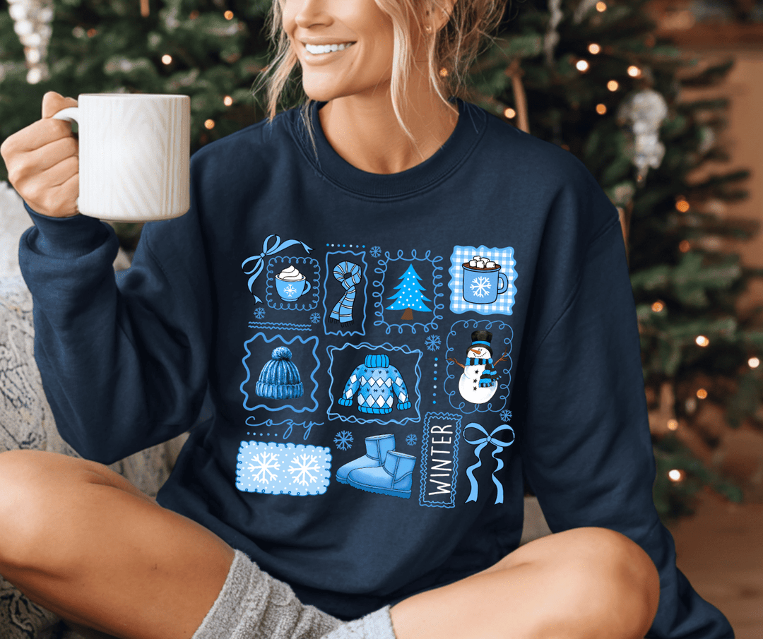 Blue Winter Collage Navy Tee or Sweatshirt - Graphic Tee - The Red Rival