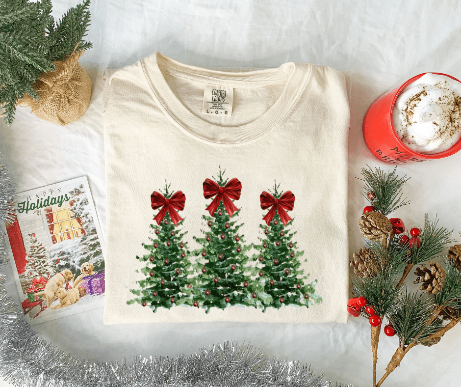 Bow Christmas Trees Tee or Sweatshirt - Graphic Tee - The Red Rival