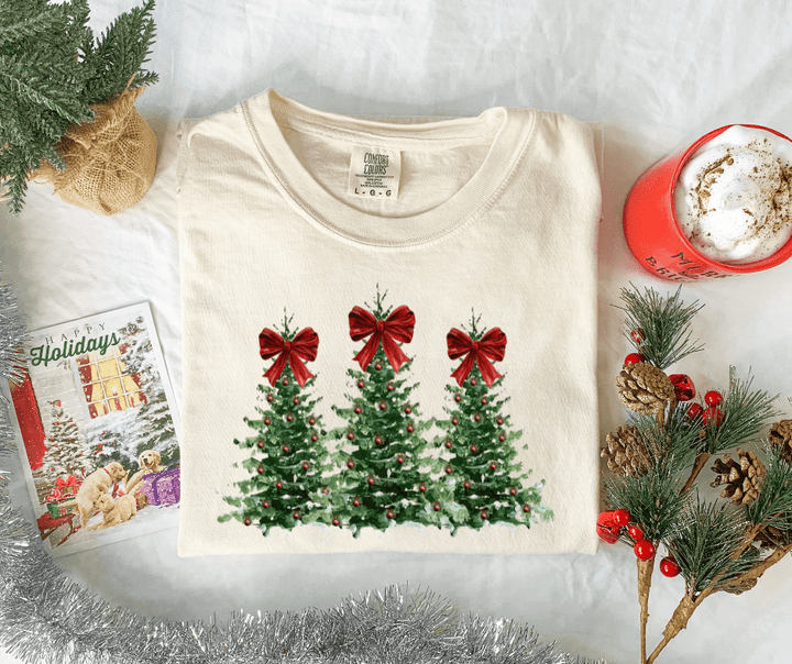 Bow Christmas Trees Tee or Sweatshirt - Graphic Tee - The Red Rival