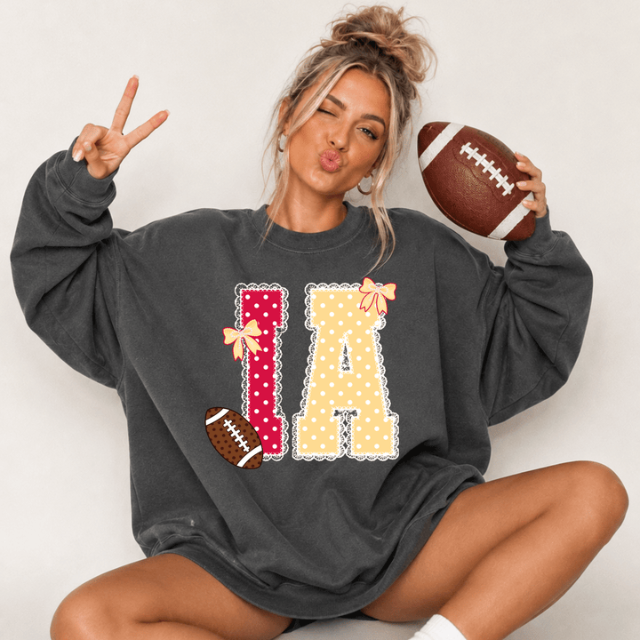 Bow Red/Yellow Polkadot Lace I-A Letters Grey Tee or Sweatshirt - Tees - The Red Rival