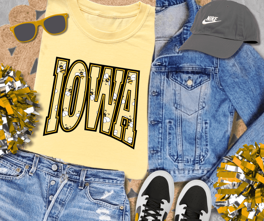 Bumble Bee IA State Text (Choose your tee color) - Tees - The Red Rival