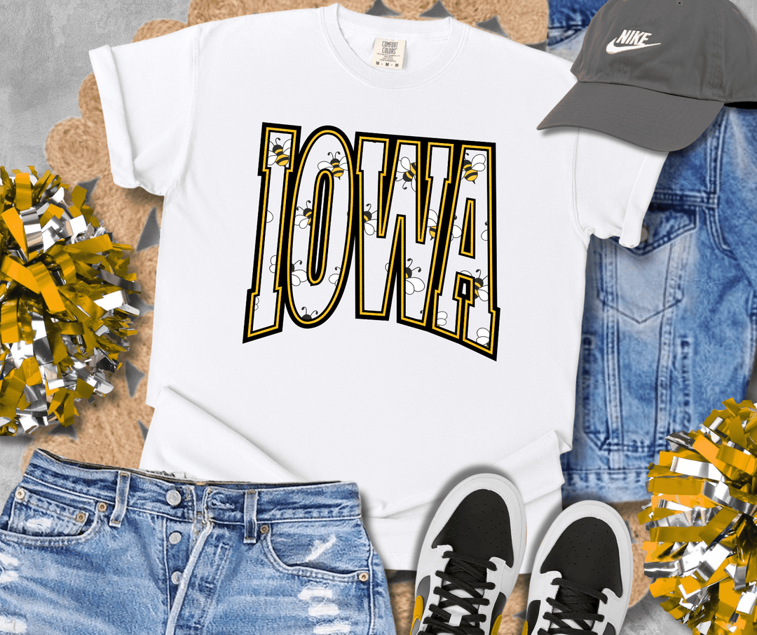 Bumble Bee IA State Text (Choose your tee color) - Tees - The Red Rival