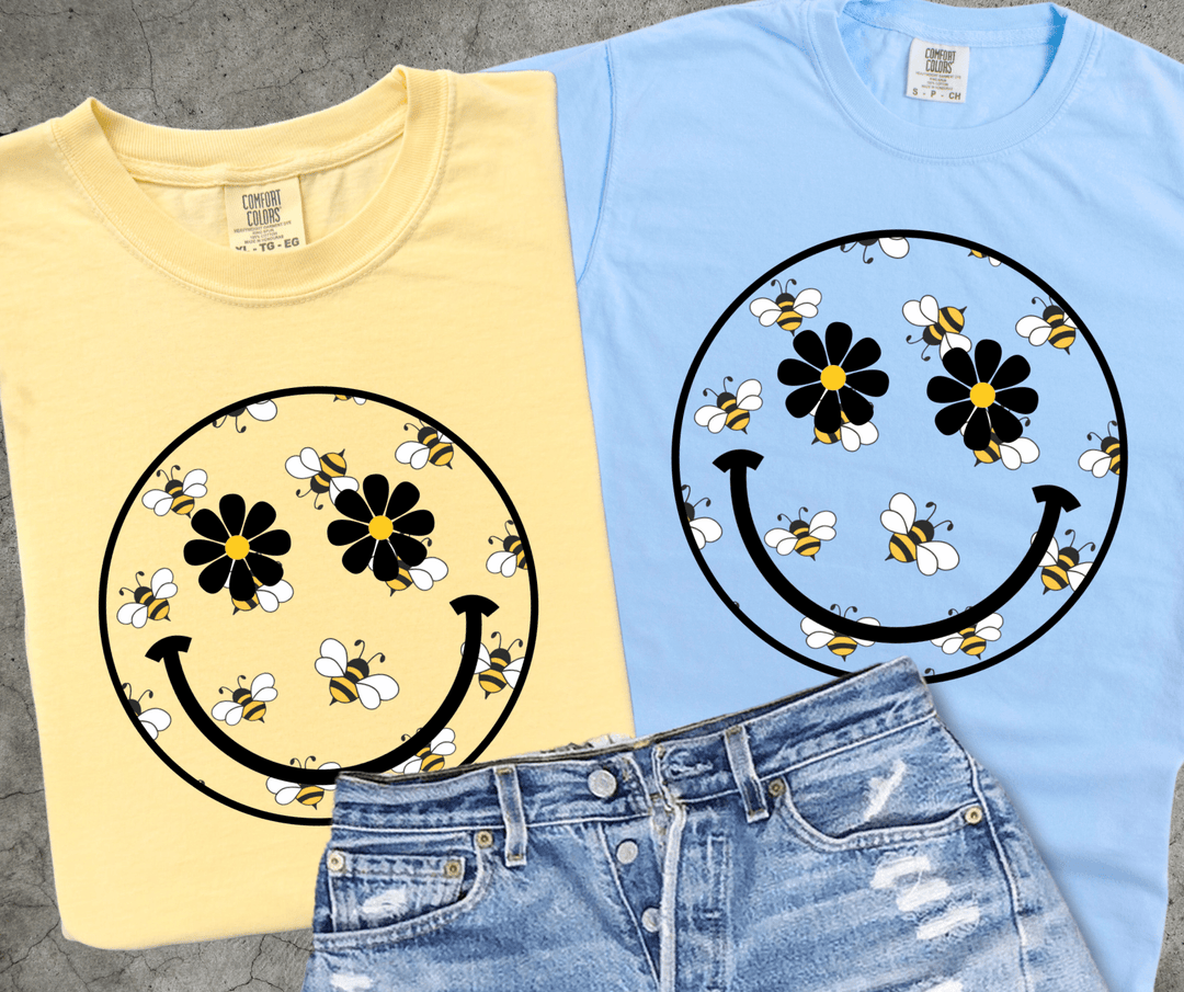 Bumble Bee Smile Face (Pick your tee color) - Graphic Tee - The Red Rival