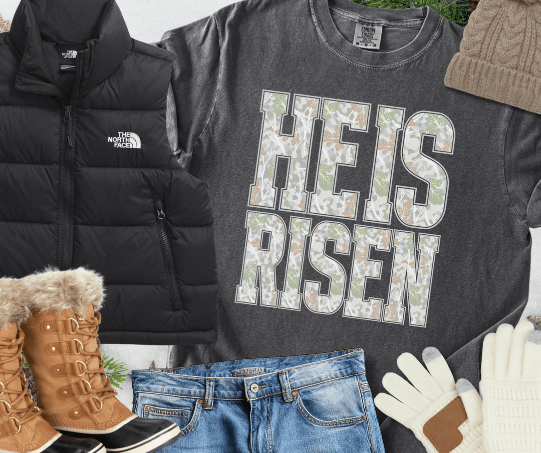 Camo He Is Risen Pepper Tee - Tees - The Red Rival
