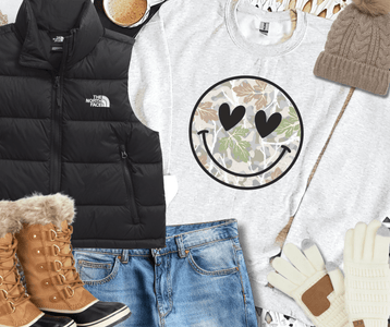 Camo Heart Eyes Smiley Face Ash Sweatshirt or Tee - Tees - The Red Rival