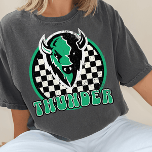 Checkered Circle Thunder on Charcoal Tee - Wholesale - The Red Rival