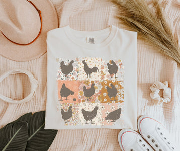 Chicken Pattern Ivory Tee - Graphic Tee - The Red Rival
