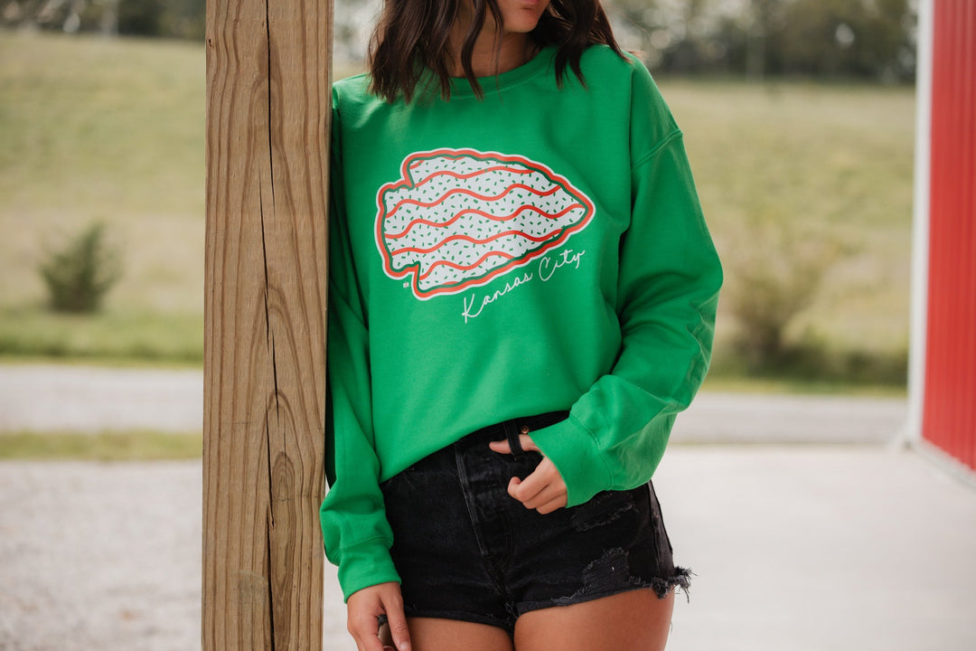 Christmas Cake Arrowhead Green Sweatshirt - Graphic Tee - The Red Rival