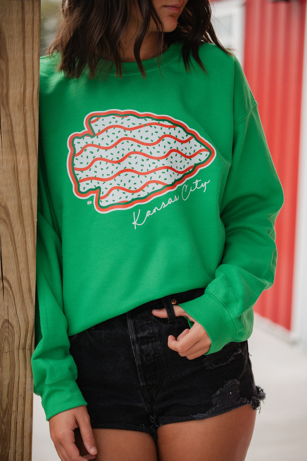 Christmas Cake Arrowhead Green Sweatshirt - Graphic Tee - The Red Rival