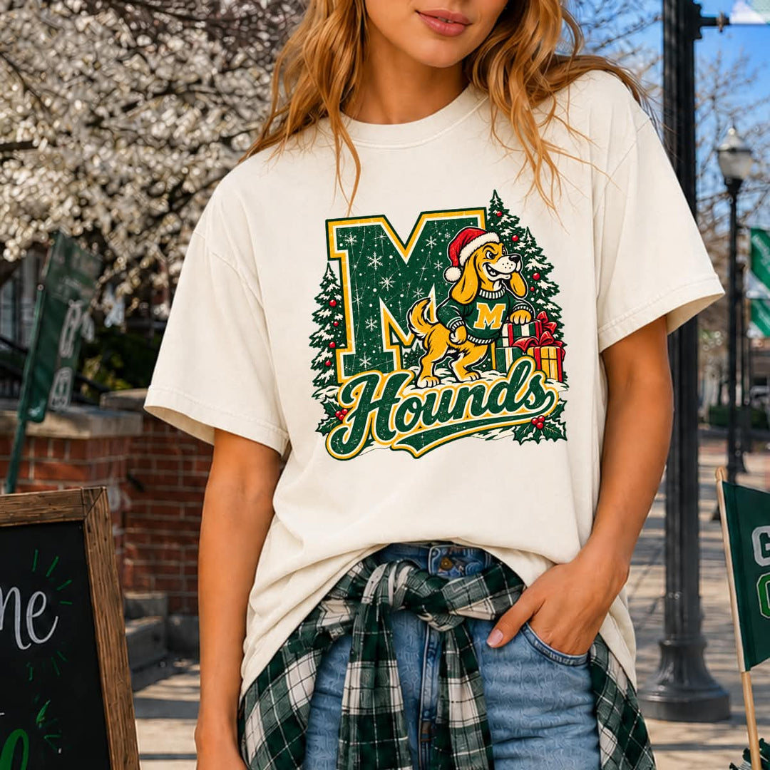 Christmas Hounds Tan Tee or Sweatshirt - Graphic Tee - The Red Rival