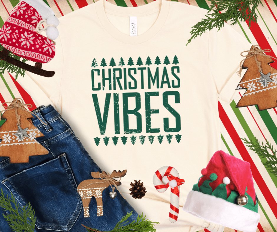 CHRISTMAS VIBES GREEN INK (Select your Color & Style) - Graphic Tee - The Red Rival