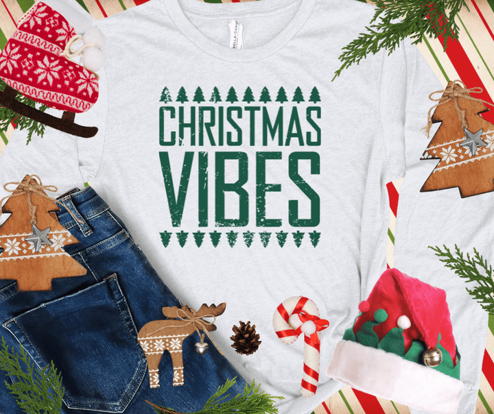CHRISTMAS VIBES GREEN INK (Select your Color & Style) - Graphic Tee - The Red Rival
