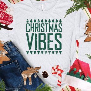 CHRISTMAS VIBES GREEN INK (Select your Color & Style) - Graphic Tee - The Red Rival