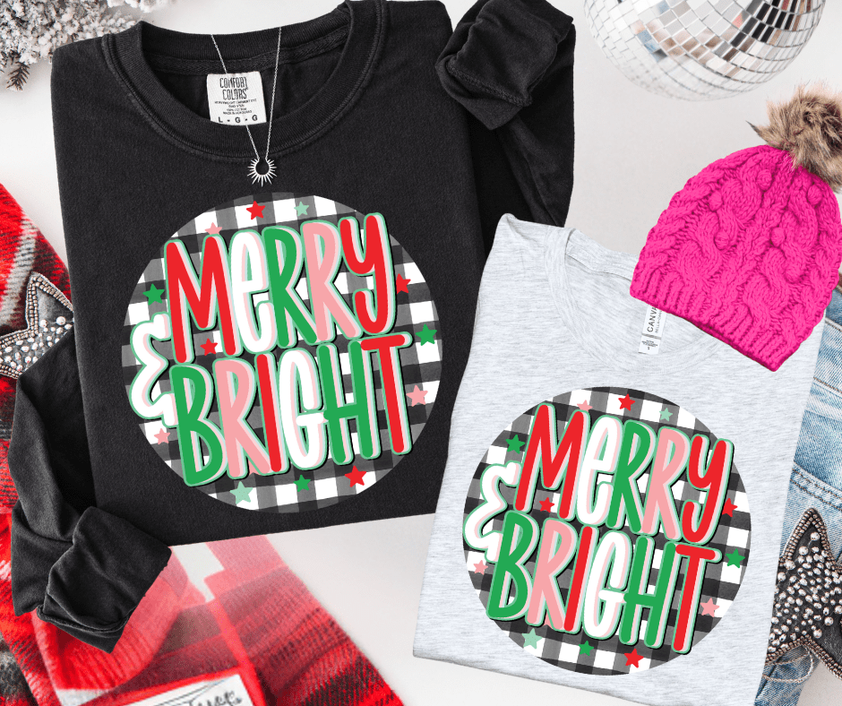 Colorful Circle Merry & Bright (Select your Color & Style) - Graphic Tee - The Red Rival
