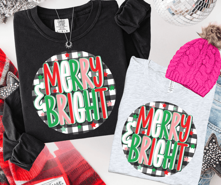 Colorful Circle Merry & Bright (Select your Color & Style) - Graphic Tee - The Red Rival