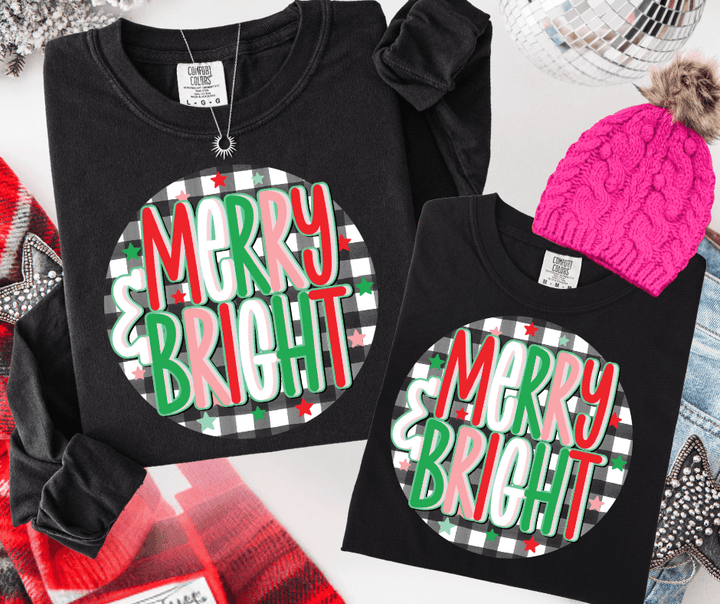 Colorful Circle Merry & Bright (Select your Color & Style) - Graphic Tee - The Red Rival