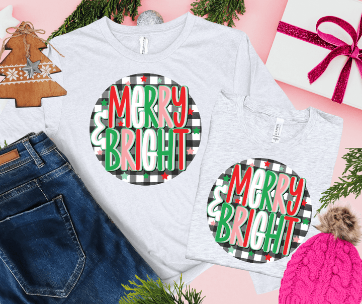 Colorful Circle Merry & Bright (Select your Color & Style) - Graphic Tee - The Red Rival